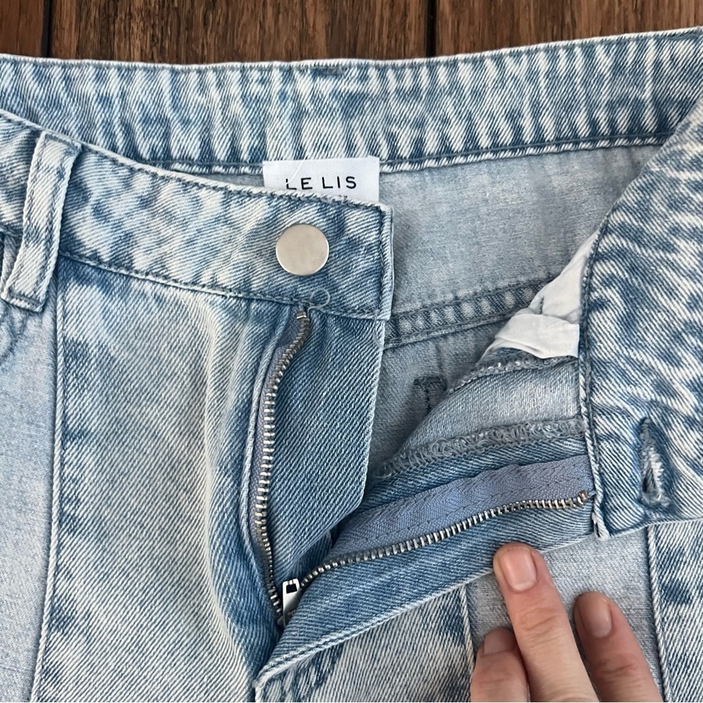 Le Lis High Rise Bootcut Light Wash Jeans Denim Flare Hippie 26 Seams Stone Wash - Picture 5 of 10